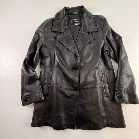 Brandon Thomas Jackets & Blazers - Vintage Brandon Thomas Black Blazer Genuine‎ Leather Jacket  90s, Women's Size L